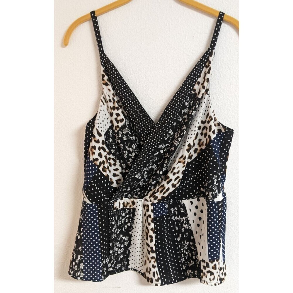 Wmn's Cabi #3787 Crossover Cami in Skin Stripe Animal Print Wrap Style Blouse 6 - Picture 2 of 11